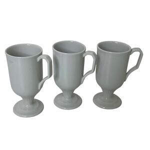 Lot of 3 Shenango China White Pedestal Coffee Cups 6 oz Restaurant Ware USA